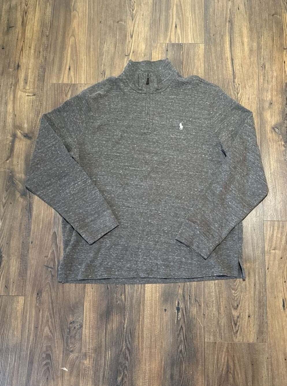Polo Ralph Lauren Mens Estate Rib Quarter-Zip Pullover Sweater Heather Brown